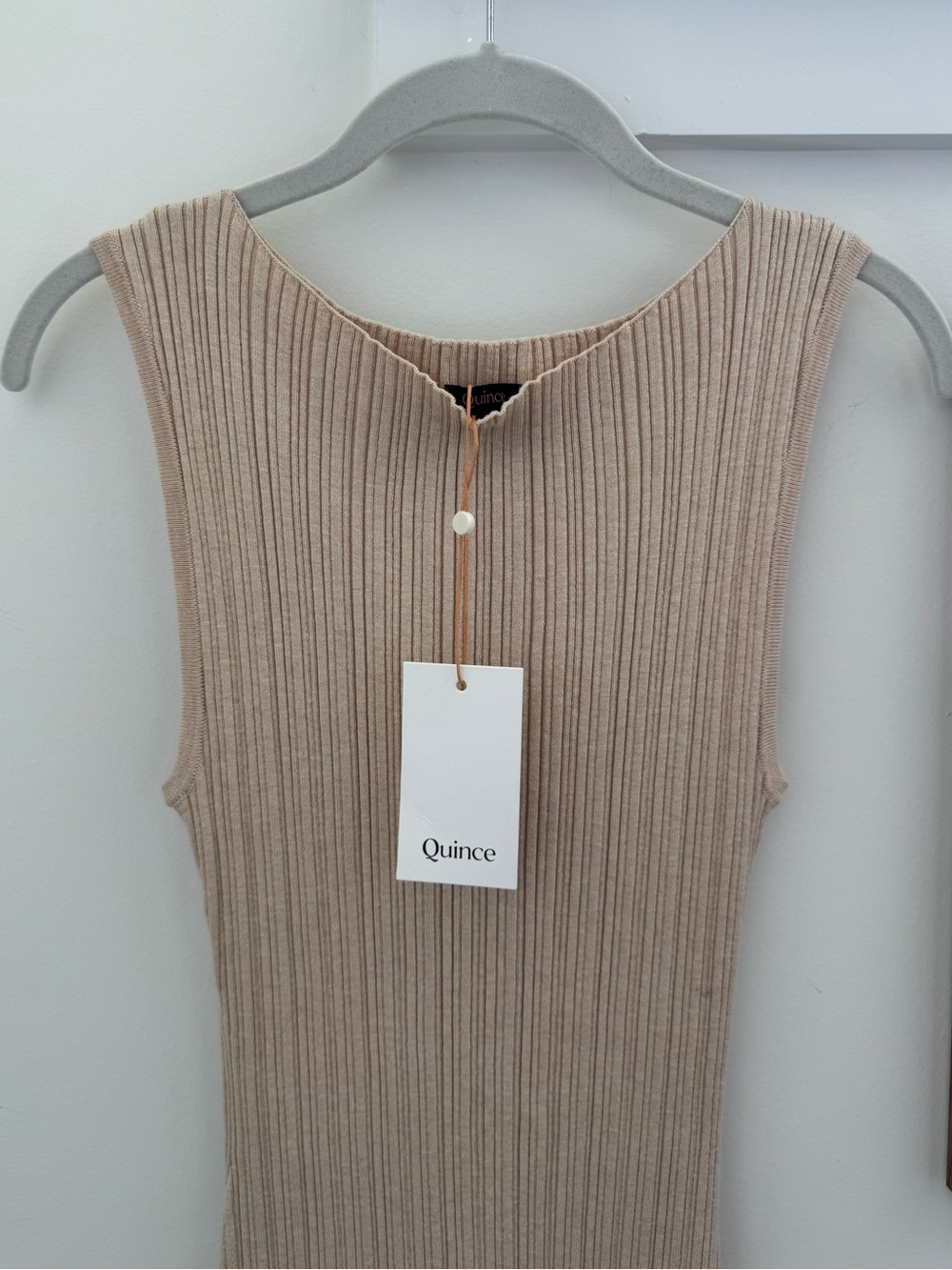 Quince Cotton Cashmere Ribbed Sleeveless Midi Dress